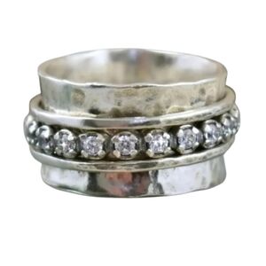 Silvertone Band with Crystal Accents